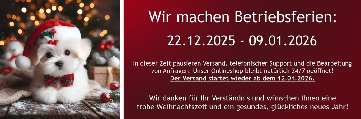 Wir machen eine Weihnachtspause und sind am 12.01.2026 wieder wie gewohnt für Sie da!